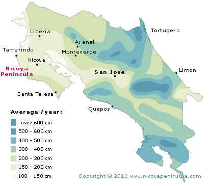 Rainfall pattern of Costa Rica