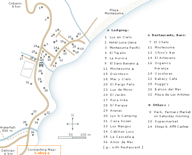 Montezuma Map with Hotels