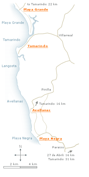 Tamarindo Surf Map